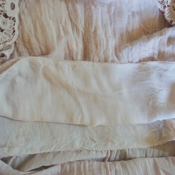 Le Marais Pink Strapless Eyelet & Lace Embroidered Maxi Dress M - Picture 9 of 11